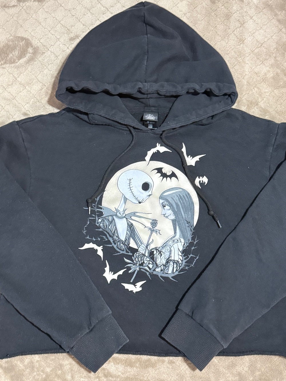 Nightmare Before Christmas Jack & Sally Cropped Hoodie M
